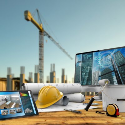 building project working tools of the builder in a construction site